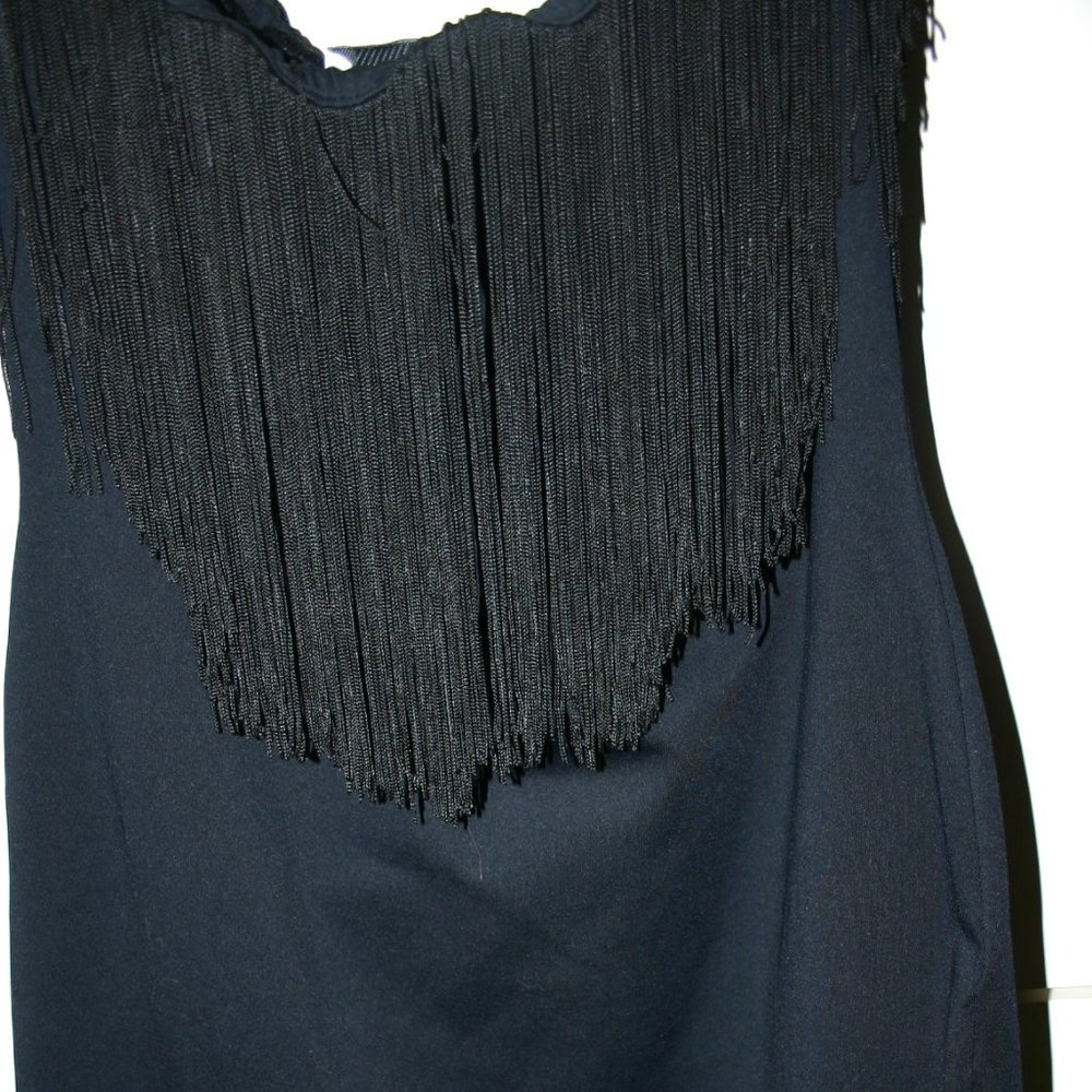 OZBEK Black Fringe Cocktail/Party Dress Made in Italy Size 6 Vintage Worn Once - Picture 3 of 12